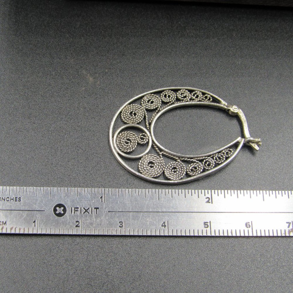 Sterling Silver Braided Swirl Pattern Dangle Earr… - image 5